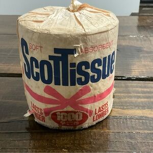 Vintage Unopened Roll of Pink Scott Tissue Toilet Paper 1000 Sheets